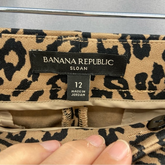 Banana Republic Leopard Animal Print Sloan Ankle Dress Pants Trousers Size 12 - Picture 4 of 8